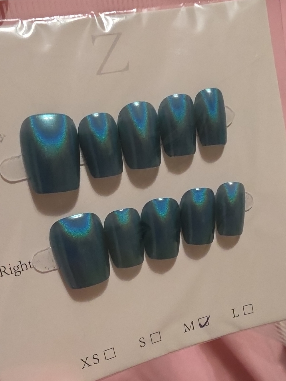 Blue Holographic Press-On Nails - Unbranded